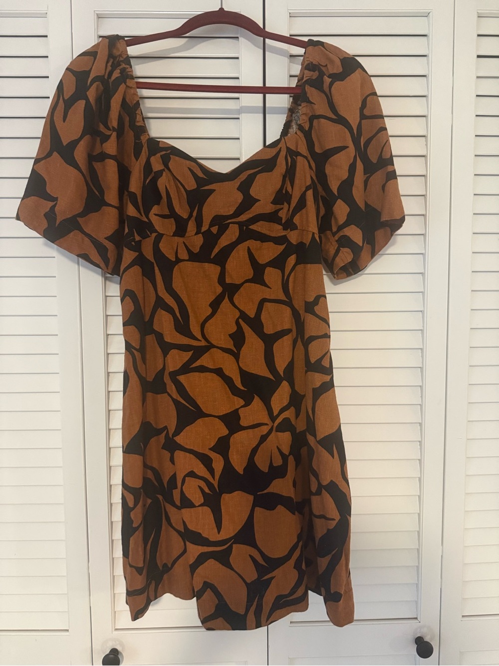a new day Brown and Black Puff-Sleeve Mini Dress